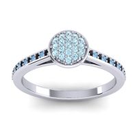 Aquamarine Fashion Ring In 14k White Gold With Black Onyx And Swiss Blue Topaz – Jalaksa Simple Ring