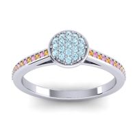 Aquamarine Fashion Ring In 14k White Gold With Citrine And Pink Tourmaline – Jalaksa Simple Ring