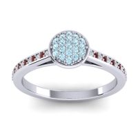 Aquamarine Fashion Ring In 14k White Gold With Lab Diamond And Garnet – Jalaksa Simple Ring