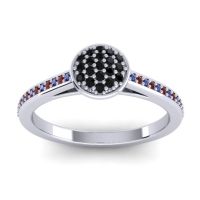 Black Onyx Fashion Ring In 14k White Gold With Blue Sapphire And Garnet – Jalaksa Simple Ring