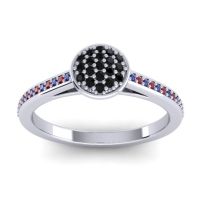 Black Onyx Fashion Ring In 14k White Gold With Blue Sapphire And Ruby – Jalaksa Simple Ring