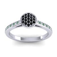 Black Onyx Fashion Ring In 18k White Gold With Lab Diamond And Emerald – Jalaksa Simple Ring