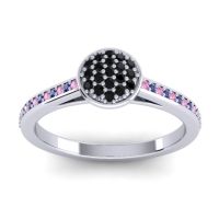 Black Onyx Fashion Ring In 14k White Gold With Pink Tourmaline And Blue Sapphire – Jalaksa Simple Ring