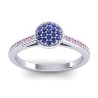 Blue Sapphire Fashion Ring In 14k White Gold With Lab Diamond And Pink Tourmaline – Jalaksa Simple Ring