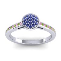Blue Sapphire Fashion Ring In 14k White Gold With Pink Tourmaline And Peridot – Jalaksa Simple Ring