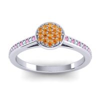 Citrine Fashion Ring In 14k White Gold With Pink Tourmaline And Aquamarine – Jalaksa Simple Ring