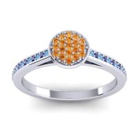 Citrine Fashion Ring In 14k White Gold With Swiss Blue Topaz And Blue Sapphire – Jalaksa Simple Ring