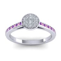 Lab Diamond Fashion Ring In 14k White Gold With Amethyst And Pink Tourmaline – Jalaksa Simple Ring
