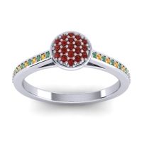 Garnet Fashion Ring In 14k White Gold With Emerald And Citrine – Jalaksa Simple Ring