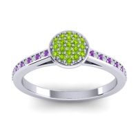 Peridot Fashion Ring In 14k White Gold With Amethyst And Lab Diamond – Jalaksa Simple Ring