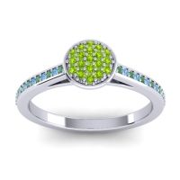 Peridot Fashion Ring In 14k White Gold With Emerald And Swiss Blue Topaz – Jalaksa Simple Ring