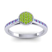 Peridot Fashion Ring In 14k White Gold With Swiss Blue Topaz And Amethyst – Jalaksa Simple Ring