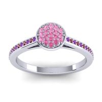 Pink Tourmaline Fashion Ring In 14k White Gold With Amethyst And Ruby – Jalaksa Simple Ring