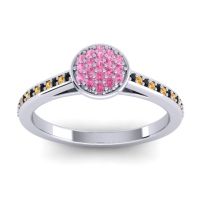 Pink Tourmaline Fashion Ring In 14k White Gold With Black Onyx And Citrine – Jalaksa Simple Ring