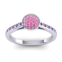 Pink Tourmaline Fashion Ring In 14k White Gold With Blue Sapphire – Jalaksa Simple Ring