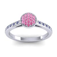 Pink Tourmaline Fashion Ring In 14k White Gold With Lab Diamond And Blue Sapphire – Jalaksa Simple Ring
