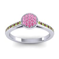 Pink Tourmaline Fashion Ring In 14k White Gold With Peridot And Garnet – Jalaksa Simple Ring