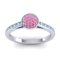 Pink Tourmaline Fashion Ring In 14k White Gold With Swiss Blue Topaz And Aquamarine – Jalaksa Simple Ring