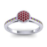 Ruby Fashion Ring In 14k White Gold With Amethyst And Peridot – Jalaksa Simple Ring