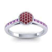 Ruby Fashion Ring In 14k White Gold With Amethyst And Pink Tourmaline – Jalaksa Simple Ring
