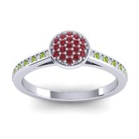 Ruby Fashion Ring In 14k White Gold With Lab Diamond And Peridot – Jalaksa Simple Ring