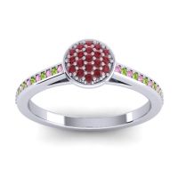 Ruby Fashion Ring In 14k White Gold With Pink Tourmaline And Peridot – Jalaksa Simple Ring