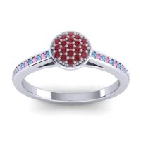 Ruby Fashion Ring In 14k White Gold With Swiss Blue Topaz And Pink Tourmaline – Jalaksa Simple Ring