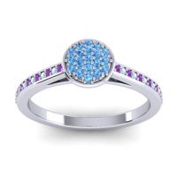 Swiss Blue Topaz Fashion Ring In 14k White Gold With Amethyst And Aquamarine – Jalaksa Simple Ring