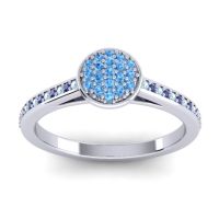 Swiss Blue Topaz Fashion Ring In 14k White Gold With Aquamarine And Blue Sapphire – Jalaksa Simple Ring