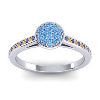 Swiss Blue Topaz Fashion Ring In 14k White Gold With Blue Sapphire And Citrine – Jalaksa Simple Ring