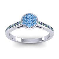 Swiss Blue Topaz Fashion Ring In 14k White Gold With Emerald And Blue Sapphire – Jalaksa Simple Ring