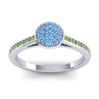 Swiss Blue Topaz Fashion Ring In 14k White Gold With Peridot And Emerald – Jalaksa Simple Ring