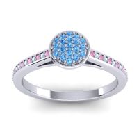 Swiss Blue Topaz Fashion Ring In 14k White Gold With Pink Tourmaline And Aquamarine – Jalaksa Simple Ring