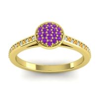 Amethyst Fashion Ring In 14k Yellow Gold With Diamond And Citrine – Jalaksa Simple Ring