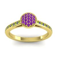 Amethyst Fashion Ring In 14k Yellow Gold With Peridot And Blue Sapphire – Jalaksa Simple Ring