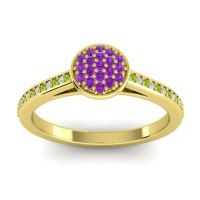 Amethyst Fashion Ring In 14k Yellow Gold With Peridot And Diamond – Jalaksa Simple Ring