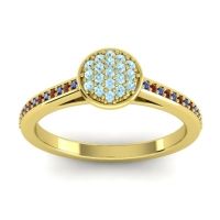 Aquamarine Fashion Ring In 14k Yellow Gold With Blue Sapphire And Garnet – Jalaksa Simple Ring