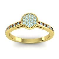 Aquamarine Fashion Ring In 14k Yellow Gold With Garnet And Swiss Blue Topaz – Jalaksa Simple Ring