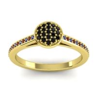 Black Onyx Fashion Ring In 14k Yellow Gold With Blue Sapphire And Garnet – Jalaksa Simple Ring