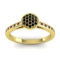 Black Onyx Fashion Ring In 14k Yellow Gold With Diamond And Garnet – Jalaksa Simple Ring