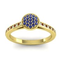 Blue Sapphire Fashion Ring In 14k Yellow Gold With Lab Diamond And Garnet – Jalaksa Simple Ring