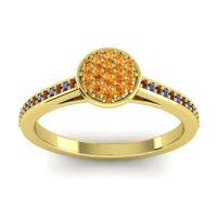 Citrine Fashion Ring In 14k Yellow Gold With Garnet And Blue Sapphire – Jalaksa Simple Ring