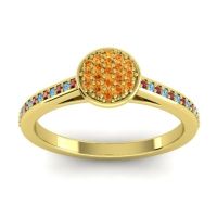 Citrine Fashion Ring In 14k Yellow Gold With Ruby And Swiss Blue Topaz – Jalaksa Simple Ring