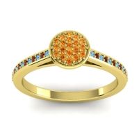Citrine Fashion Ring In 14k Yellow Gold With Swiss Blue Topaz And Garnet – Jalaksa Simple Ring