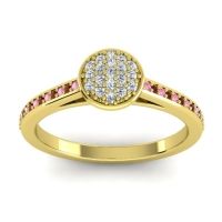 Lab Diamond Fashion Ring In 14k Yellow Gold With Pink Tourmaline And Garnet – Jalaksa Simple Ring