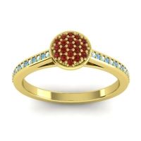 Garnet Fashion Ring In 14k Yellow Gold With Aquamarine And Swiss Blue Topaz – Jalaksa Simple Ring