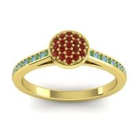 Garnet Fashion Ring In 14k Yellow Gold With Emerald And Swiss Blue Topaz – Jalaksa Simple Ring