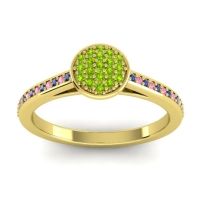 Peridot Fashion Ring In 14k Yellow Gold With Blue Sapphire And Pink Tourmaline – Jalaksa Simple Ring