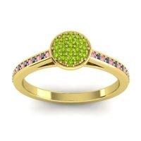 Peridot Fashion Ring In 14k Yellow Gold With Pink Tourmaline And Blue Sapphire – Jalaksa Simple Ring