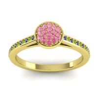 Pink Tourmaline Fashion Ring In 14k Yellow Gold With Blue Sapphire And Peridot – Jalaksa Simple Ring